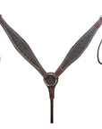 Hilason Western Horse Crocodile Embossed Breast Collar Genuine Leather Dark Brown