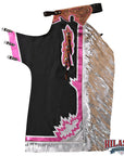 HILASON Western Horse Bull Riding Safety Leather Protective Vest & Rodeo Chaps Combo