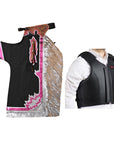 HILASON Western Horse Bull Riding Safety Leather Protective Vest & Rodeo Chaps Combo