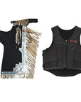 HILASON Western Horse Bull Riding Safety Leather Protective Vest & Rodeo Chaps Combo