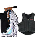 HILASON Western Horse Bull Riding Safety Leather Protective Vest & Rodeo Chaps Combo