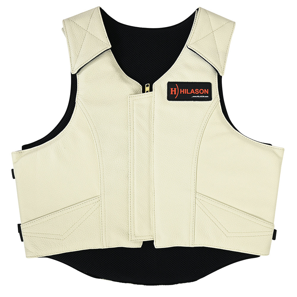 HILASON Western Horse Bull Riding Safety Leather Protective Vest &amp; Rodeo Chaps Combo