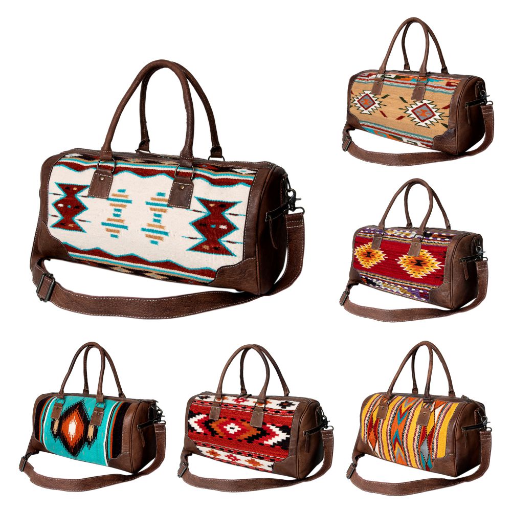 American Darling Western Travel Duffel Bag with Handwoven Saddle Blanket