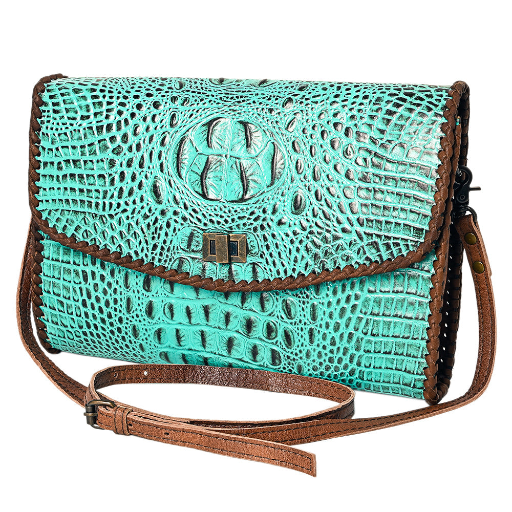 ADBG1023A American Darling Coin Purse Crocodile embossed Genuine Leather women bag western handbag purse