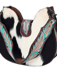American Darling Hobo Hand Tooled Hair-On Genuine Leather women bag western handbag purse