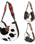 American Darling Hobo Hand Tooled Hair-On Genuine Leather women bag western handbag purse