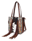 American Darling Tote Hand Tooled Hair-On Genuine Leather women bag western handbag purse