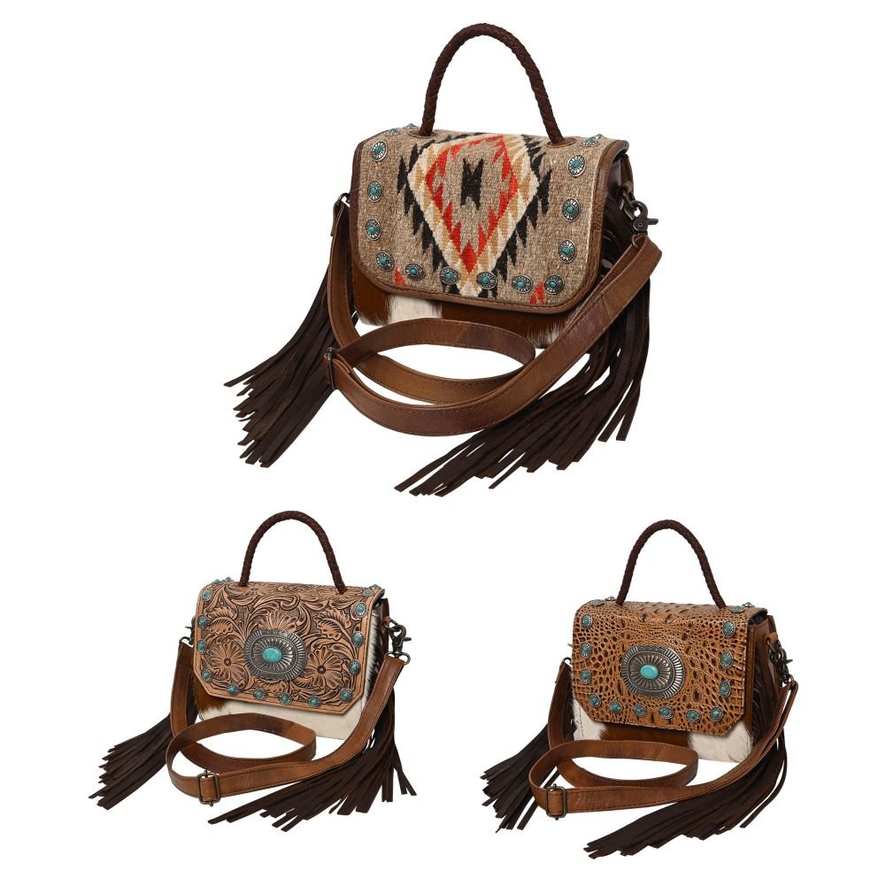 American Darling Briefcase Saddle Blanket Hair On Genuine Leather women bag western handbag purse