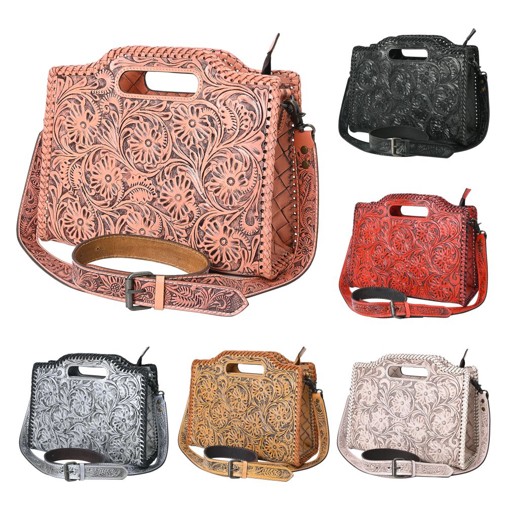 Clutch Hand Tooled Genuine Leather women bag western handbag purse