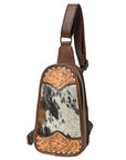 American Darling Sling Hand Tooled Upcycled Wool Genuine Leather Women Bag Western Handbag Purse