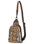 American Darling Sling Beautifully Hand Tooled  Hair-On Genuine Leather women bag western handbag purse