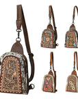 American Darling Sling Beautifully Hand Tooled  Hair-On Genuine Leather women bag western handbag purse