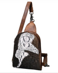 American Darling Sling Hair-On Crocodile embossed Genuine Leather women bag western handbag purse