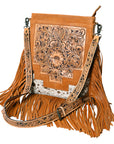 American Darling Messenger Hand Tooled Hair On Genuine Leather Women Bag Western Handbag Purse