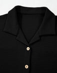 Solid Textured Buttoned Shirt and Pants Set