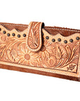 American Darling ADBG487BR Wallet Hand Tooled Hair On Genuine Leather Women Bag Western Handbag Purse