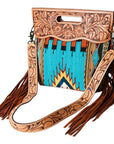 American Darling ADBG496A Clutch Hand Tooled Saddle Blanket Genuine Leather Women Bag Western Handbag Purse