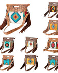 American Darling ADBG496A Clutch Hand Tooled Saddle Blanket Genuine Leather Women Bag Western Handbag Purse