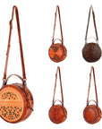 American Darling ADBG498A Canteen Hand Tooled Genuine Leather Women Bag Western Handbag Purse