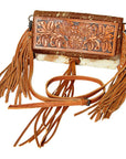 American Darling ADBG526ACGO Wallet Hand Tooled Hair-On Genuine Leather Women Bag Western Handbag Purse