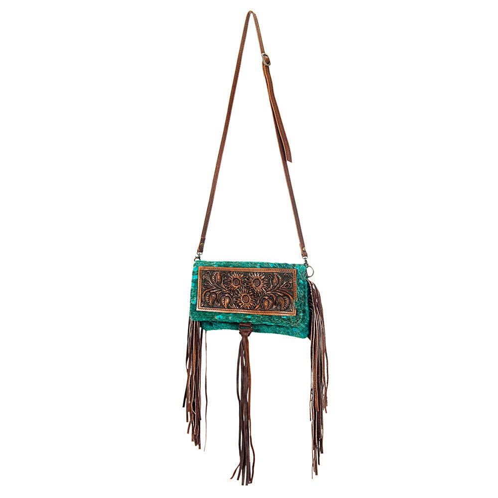 American Darling ADBG526ACGO Wallet Hand Tooled Hair-On Genuine Leather Women Bag Western Handbag Purse