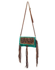 American Darling ADBG526ACGO Wallet Hand Tooled Hair-On Genuine Leather Women Bag Western Handbag Purse