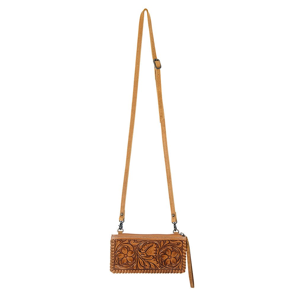 American Darling ADBG535BR Wallet Hand Tooled Genuine Leather Women Bag Western Handbag Purse