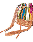 American Darling ADBG569A Bucket Hand Tooled Saddle Blanket Genuine Leather Women Bag Western Handbag Purse
