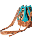 American Darling ADBG569A Bucket Hand Tooled Saddle Blanket Genuine Leather Women Bag Western Handbag Purse