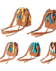 American Darling ADBG569A Bucket Hand Tooled Saddle Blanket Genuine Leather Women Bag Western Handbag Purse