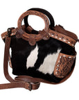 American Darling Hand Tooled Hair On Genuine Leather Women Bag Western Handbag Purse