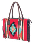 American Darling Tote Saddle Blanket Fabric Genuine Leather Western Women Bag Handbag Purse | for College Casual Travel Bags