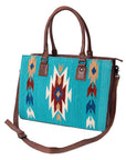American Darling Tote Saddle Blanket Fabric Genuine Leather Western Women Bag Handbag Purse | for College Casual Travel Bags