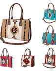 American Darling Tote Saddle Blanket Fabric Genuine Leather Western Women Bag Handbag Purse | for College Casual Travel Bags