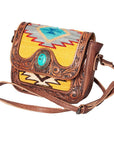 American Darling Hand Tooled Saddle Blanket Genuine Leather Women Bag Western Handbag Purse