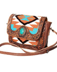 American Darling Hand Tooled Saddle Blanket Genuine Leather Women Bag Western Handbag Purse