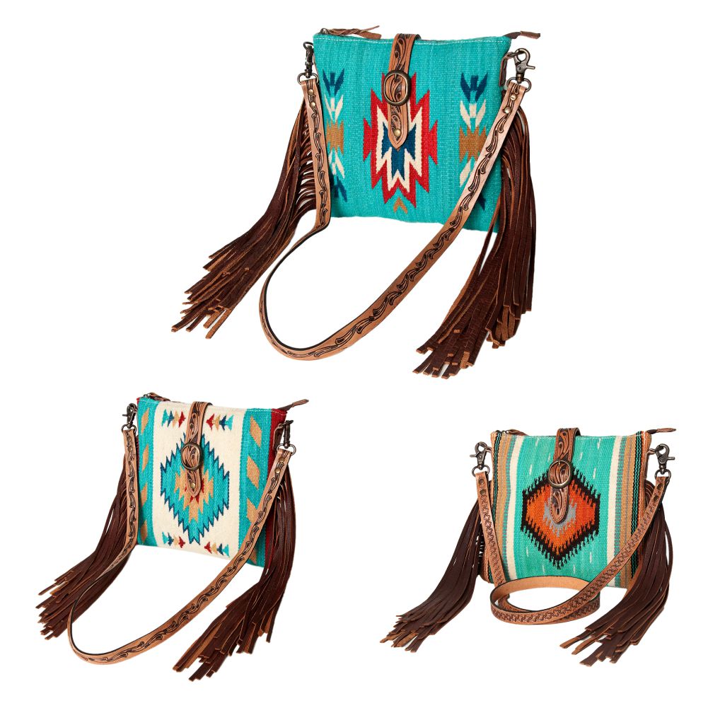 American Darling Hand Tooled Saddle Blanket Genuine Leather Women Bag Western Handbag Purse