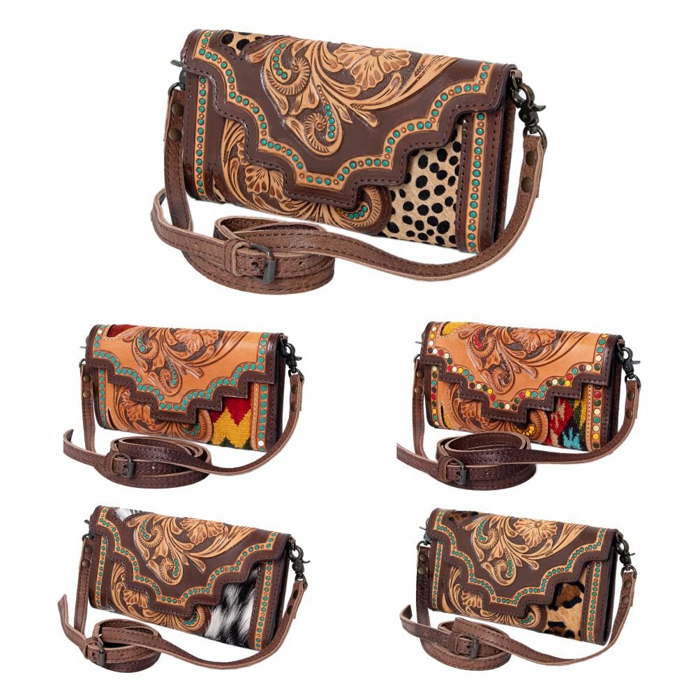 American Darling Hand Tooled Genuine Leather Women Bag Western Handbag Purse
