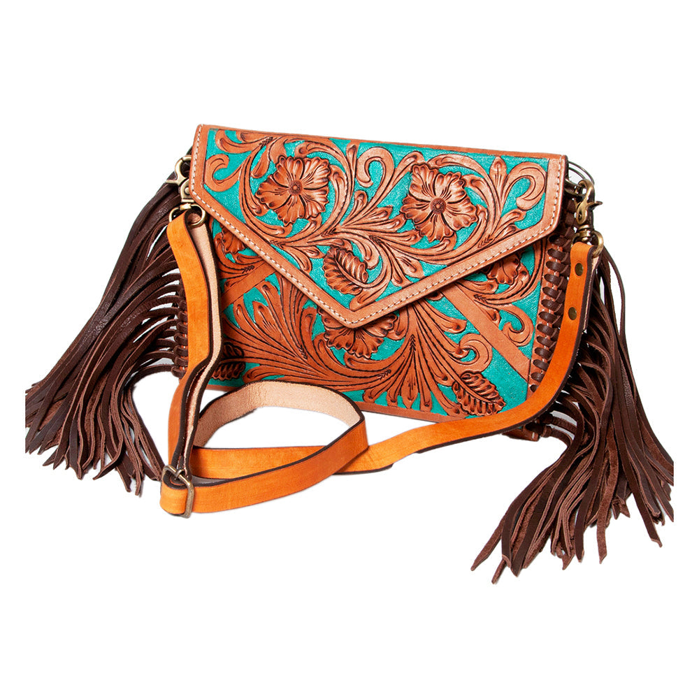American Darling Envelope Hand Tooled Genuine Leather Women Bag Western Handbag Purse