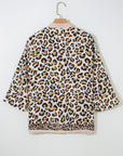 Leopard Patchwork 3/4 Sleeve Buttoned Shirt