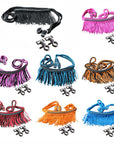 1" X 8Ft Hilason Braided Barrel Horse Racing Reins Knots Fringe Crystal W/ Snaps