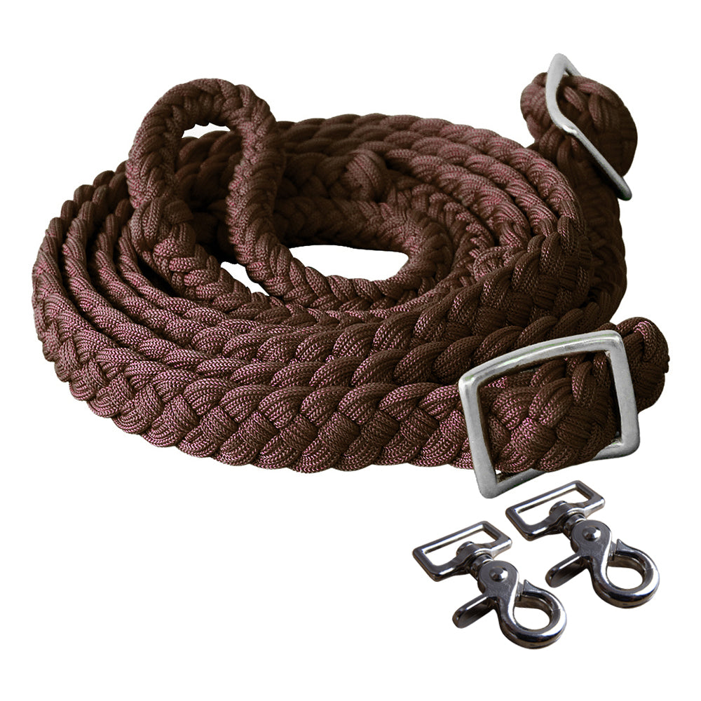 1" X 8Ft Hilason Braided Poly Barrel Horse Racing Flat Reins Green W/ Snaps