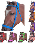 Hilason Flat Braided Paracord Horse Headstall Bridle Black W/ Crystals