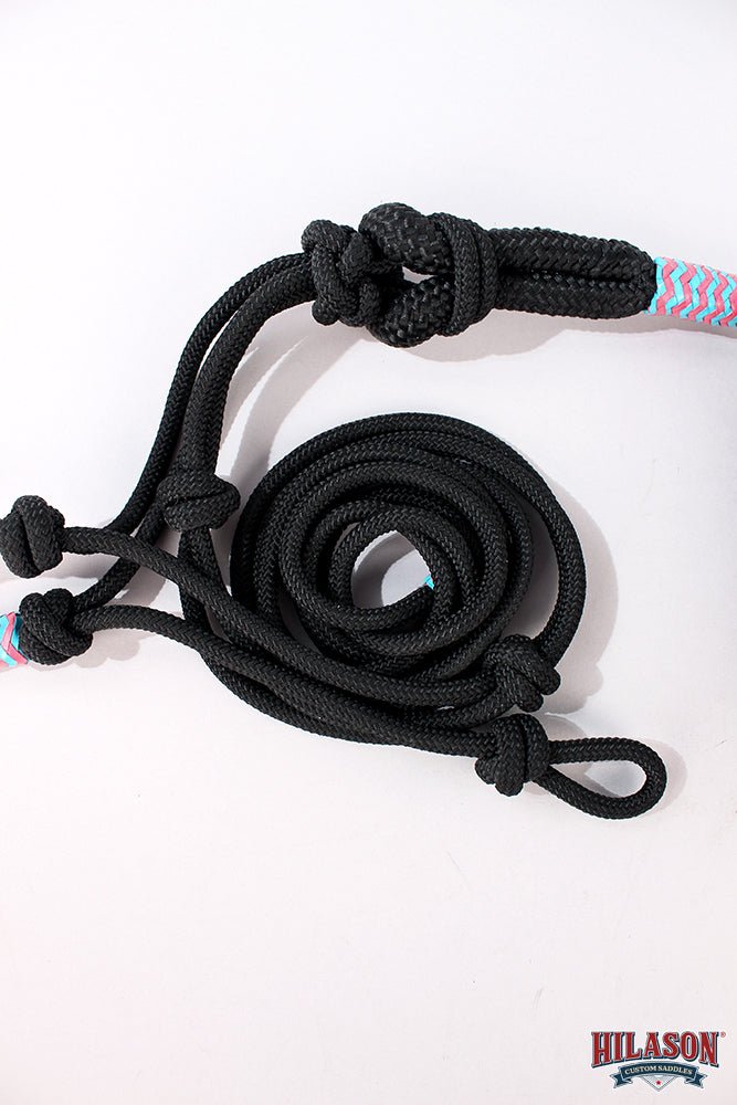 HILASON Western Horse Poly Rope Tied Adjustable Halter 8 Ft Lead Black