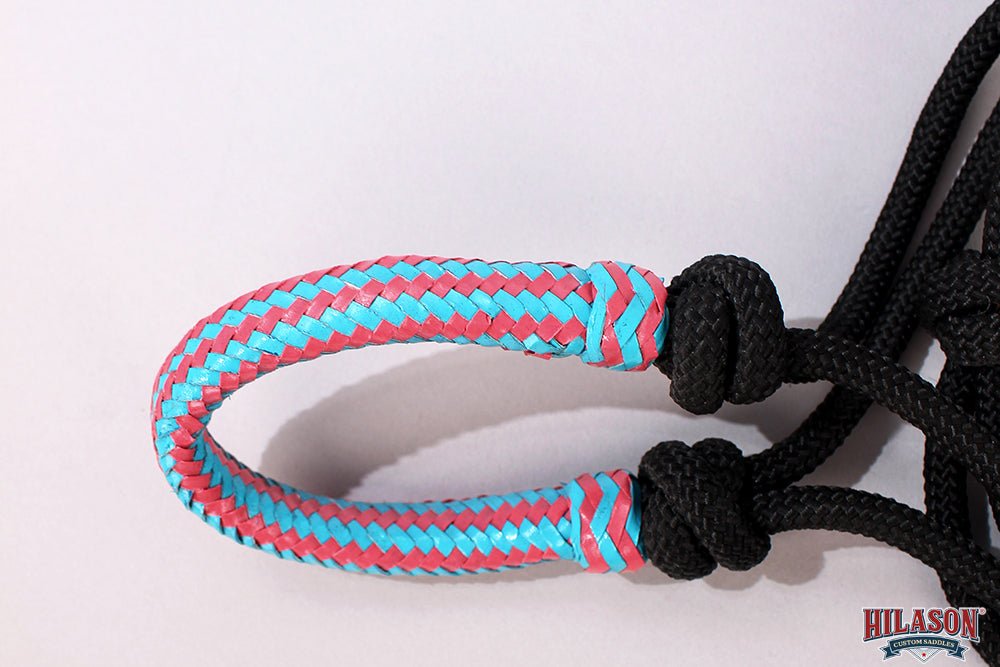 HILASON Western Horse Poly Rope Tied Adjustable Halter 8 Ft Lead Black