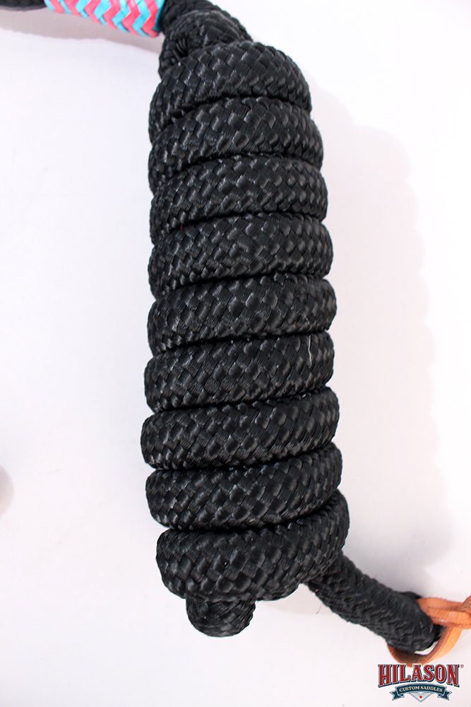 HILASON Western Horse Poly Rope Tied Adjustable Halter 8 Ft Lead Black
