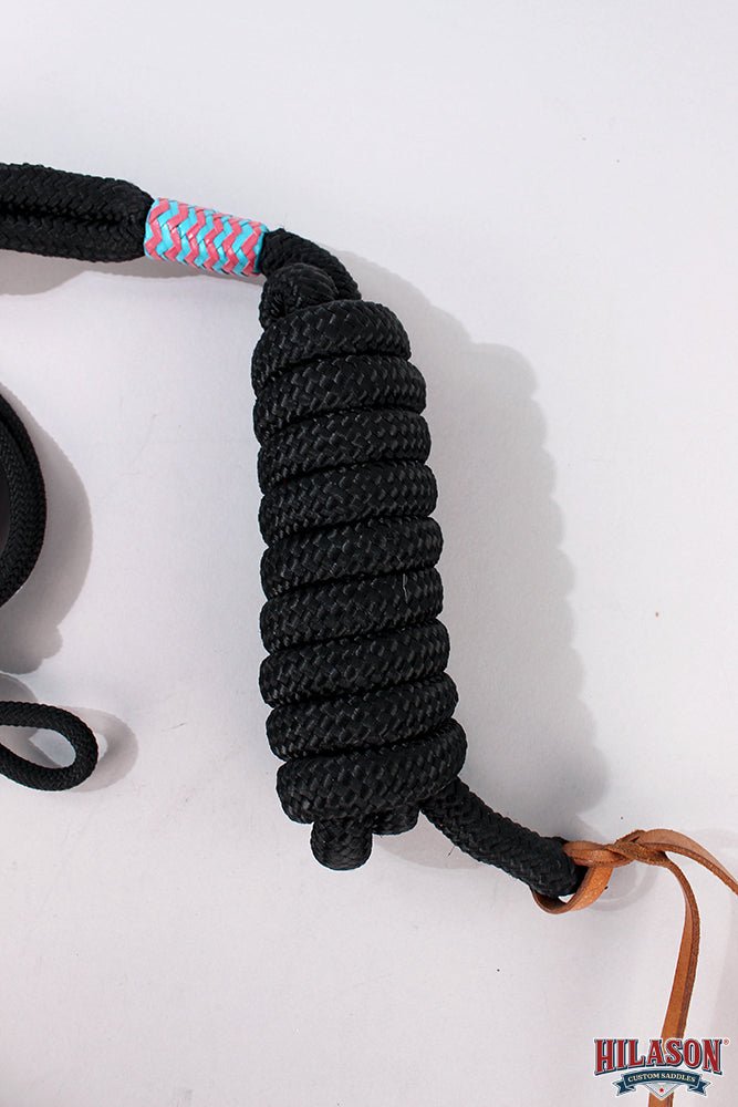 HILASON Western Horse Poly Rope Tied Adjustable Halter 8 Ft Lead Black