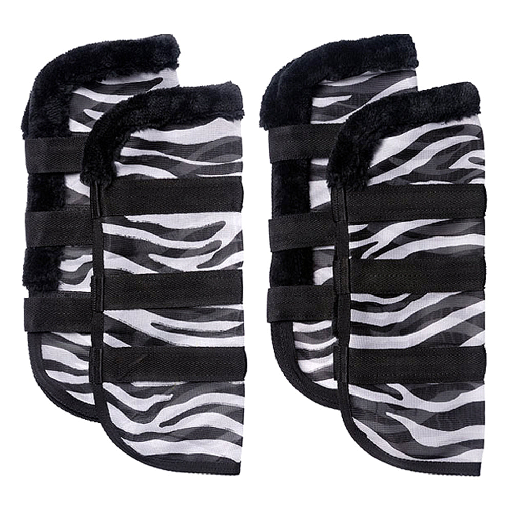 Tough-1 Western Horse Uv Protection Insects Zebra Print Fly Boots Set 4