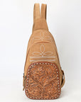 American Darling Sling Hand Tooled Genuine Leather Suede bag