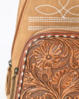 American Darling Sling Hand Tooled Genuine Leather Suede bag
